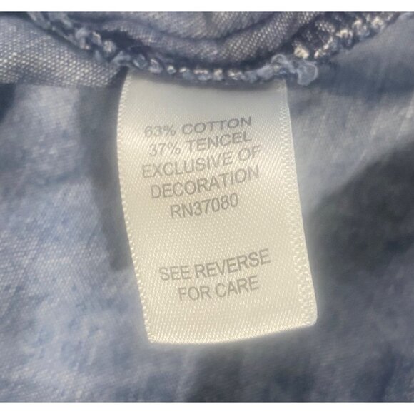 EST 1946 Top  Womens 18/20W Blue Sleeveless Denim Embroidered Front - Picture 7 of 12